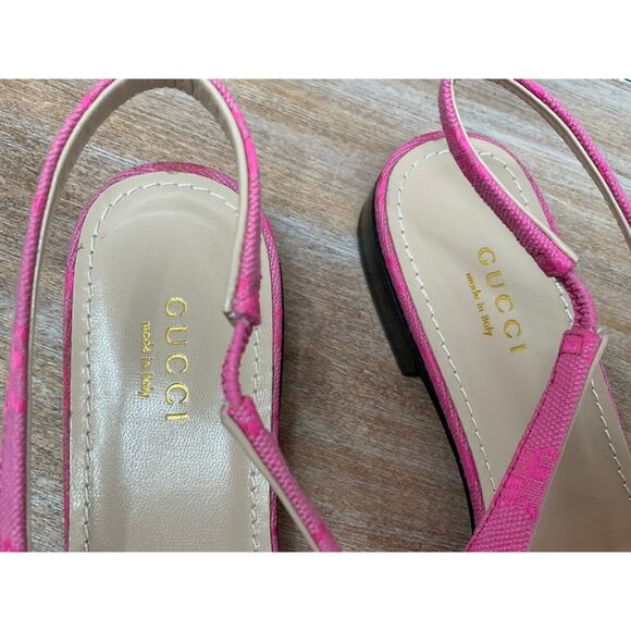 Gucci Pink Nappa Charlotte Slingback Flats - Size 37 - NIB